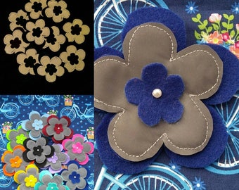 Blue Hi-Vis Reflective Flower Brooch | Cycling Accessories | Children's Safety Accessories | Felt Flower Badge Patch