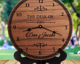 Wooden clocks, personalized wood clock for desk, gift for CEO, gift for manager, gift for director, gift for boss guy, gift for boss man