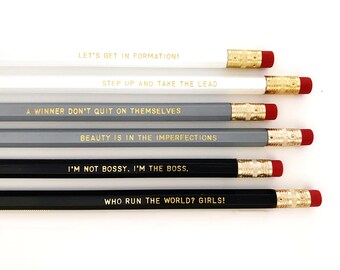 Beyoncé Personalized Pencil set - Inspirational pencil set - Feminist pencil set - I'm the boss - Who run the world? Girls! - Formation