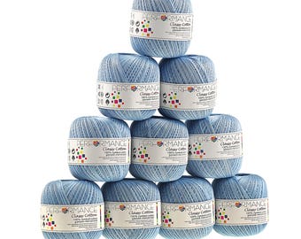 10 x 50 g yarn classy cotton, #9125 shades of blue