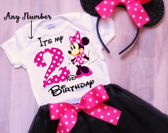 Minnie Mouse Birthday Outfit, Minnie Outfit, Minnie Tutu, Birthday Outfit Girl, 1st Birthday, 2nd Birthday, 3rd Birthday, Tutu Outfit Girl