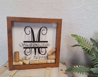 Wine cork holder, wine cork shadow box, personalized wine cork box, customized shadow box, wedding gift, gift, home decor, personalized gift