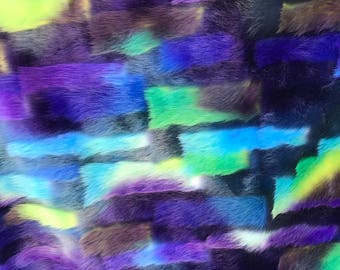Northern Lights Multi Color Shaggy Long Pile Faux Fur Fabric By The Yard 60" Width