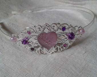 "Purple Rhinestone Heart" headband