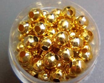 70 spacer 4mm gold tone round beads