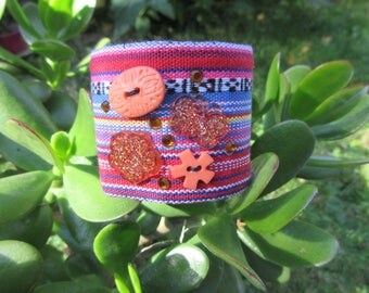 Stripped fabric Cuff Bracelet