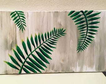 Palm leaf botanical fern green original painting wall art tropical wall art home decor