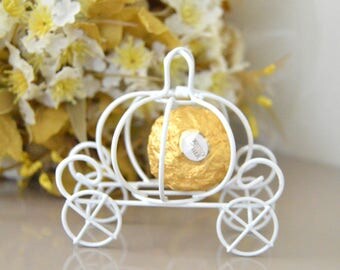 Cinderella pumpkin carriage Wedding favor box idea Pumpkin wedding decorations Wedding candle holder Princess carriage Baby shower favor box