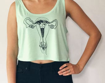Uterus / Tank Top / Feminist Wear/ Mint / Black / Dark Gray / Small / Medium / Large / Summer / Birth / Fertility / Shirt
