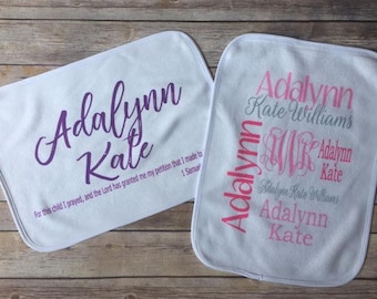 Personalized Burp Cloths , name burp cloths, burp cloth, monogram burp cloth , unique baby gifts , baby girl gift , monogram blanket ,