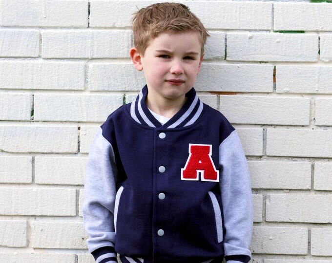 Little Letterman Personalized Kids Navy Varsity Jacket