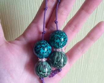 Begleri skill toy Emerald Greek worry beads with rhinestone \ EDC Keychain \ Friendship gift