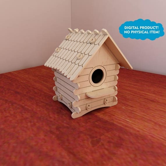 Great wooden birdhouse pattern. Vector plans for CNC router and laser cutting. Template cutting files. Plywood 3mm/4mm/5mm/6mm Cutting files