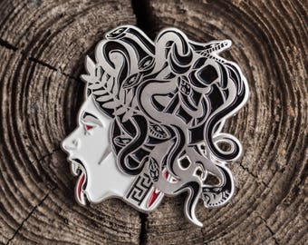 Medusa soft enamel pin 50mm, greek mythology, serpents, gorgon