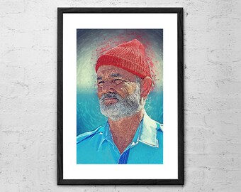 Steve Zissou - Painting - Steve Zissou Print - Steve Zissou Poster - Bill Murray Art - Wes Anderson Print - The Life Aquatic - Movie Poster