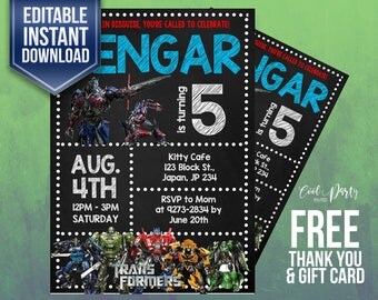 Transformers invitation,Transformers birthday invitation,Transformers invitation, Transformers birthday,Transformers, Printable, Transformer
