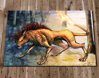 Final Fantasy 7 Print - Red XIII Art Painting - Nanaki Poster - Final Fantasy Wall Art - Final Fantasy Home Decor - Final Fantasy Gifts