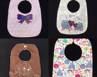 4 ITH Bib Patterns, 9x12,ITH Baby Bib, Sheep Machine Embroidery design, In-The-Hoop, digital embroidery pattern. Easy. Pixie Willow Patterns