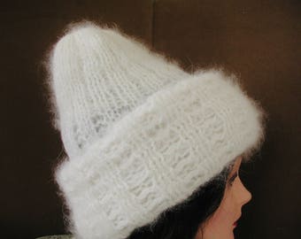 White Angora Rabbit Hat...White Angora Hat