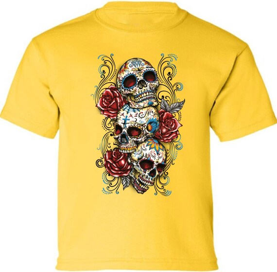 Skull Shirts for Kids Sugar Skull Youth T shirts Tops Sugar