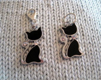 Cat progress keeper, crochet knitting stitch marker or zipper pull with 14mm lobster claw clasp