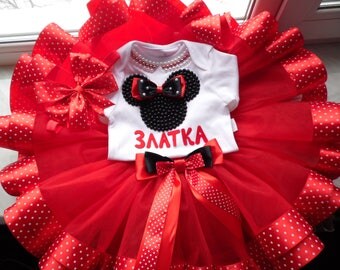 Minnie Mouse 1st Birthday Outfit / Minnie Mouse Party / Disney Tutu Set / Minnie Mouse outfit / Red Minnie Polka Dots first birthday outfit