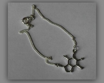 Caffeine Anklet,Caffeine Molecule Anklet,Silver Caffeine Molecule Anklet,Dainty Silver Caffeine Molecule Ankle Bracelet,Molecule Jewelry