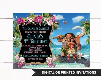 Moana Invitation, Printed Moana Invitation, Moana Birthday Invitation, Moana Party, Moana, Moana Birthday, Girl Invitations, M1