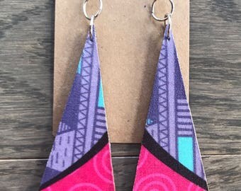 Multicolored Triangle Fabric Covered Earrings