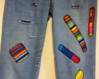 Patchwork jeans | Etsy