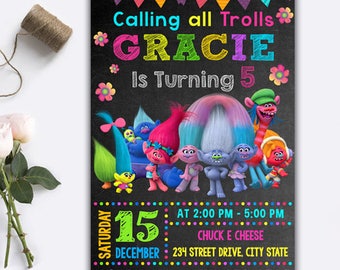 Trolls Invitation/ Trolls Birthday Invitation/ Trolls Birthday/ Trolls Party/ Trolls Invite/ Trolls Printable/ Trolls Card/ Trolls Digital