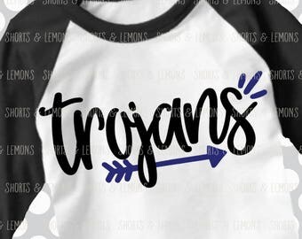 Trojans svg, Arrow svg, Trojans Cut File, Trojan iron on, football mom, Silhouette, Printable iron on, Digital Download, Cricut, dxf, trojan