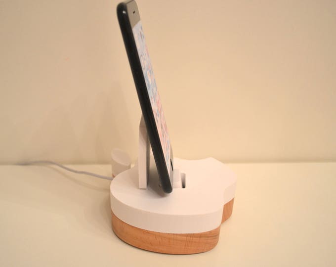 iphone charging station docking station stand, IDOQQ Apple Wood Station, iphone 5, 6, 7, 8 ipad stand Valentine's Gift phone stand present