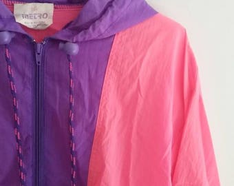 Vintage Neon Pink and Purple Windbreaker
