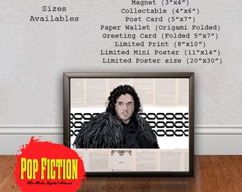Jon Snow Game of Thrones Print or Original Canvas Original Artwork. Comics, Book, Collectible. Digital Mix-Media Art. Pop Culture.