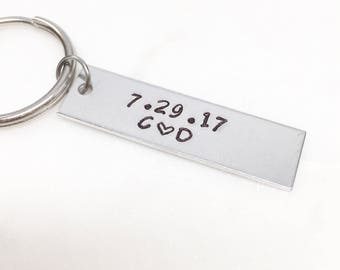 Custom Date, Boyfriend Keychain, Wedding Keyrings, Personalized Keychain, Anniversary Gifts for Men, Couple Keychains, Engagement Keychains,
