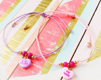 Conversation heart friendship bracelet // Valentine's Day //Gifts for Her