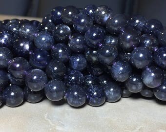 8mm Half or Full Strand Genuine Iolite Gemstone Round 8mm Loose Beads, Iolite Beads, Genuine Iolite Beads