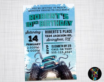 Monster Trucks Invitation Monster Trucks Movie Birthday Party Invite Printable Custom Invite - Digital File Supplied