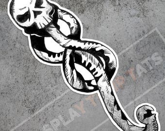 Harry Potter Death Eater Temporary Tattoo Temp Tat Cosplay Costume Halloween Dark Mark