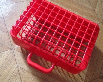 Luggage suitcase vintage red plastic