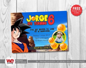 Goku invitation,Goku party, dragon ball Z invite, Goku thank you card, Goku birthday, dragon ball