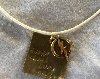 Hand Stamped Flash "Forge Ahead Keep Moving" necklace