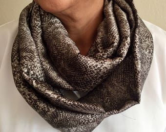 Animal Print Accent Infinity Scarf