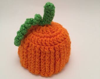 Newborn Pumpkin Hat, Crochet Baby Pumpkin Hat, Newborn Photo Prop, Newborn Halloween Costume, Infant Pumpkin Beanie, Baby’s First Halloween