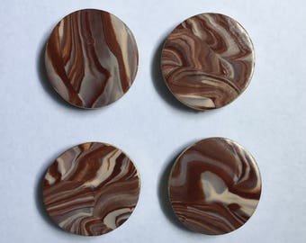 SALE! Brown and Cream Marble Magnet Set - 4 pcs - Ready To Ship!
