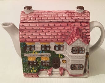 The King's Arms pub, village cottage teapot.