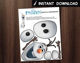 Instant Download - Build A Snowman Olaf Assemble Birthday Party Decor Decorations DIY Printable - Digital File