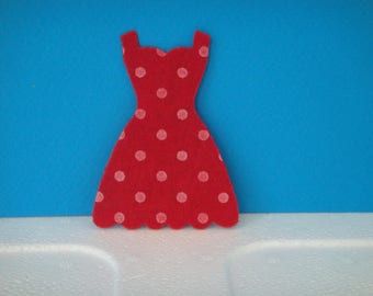 Cut low-cut red felt polka dot dress