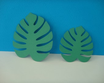 Set of 2 leaves green hibiscus for creation